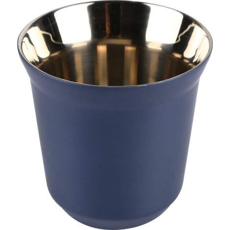 Tasse à café expresso en acier inoxydable à double capsule isotherme bleu foncé (1/5)