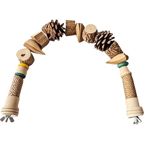 Jouets à mâcher avec des noix et des ananas, échelle pour grimper aux troncs d'arbres, accessoires d'aménagement paysager en bois naturel, pour perruche calopsitte inséparable (1/5)