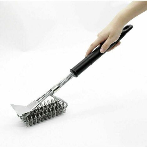 Brosse à ressort pour barbecue Brosse de nettoyage pour four à barbecue résistante aux hautes températures et à l\'usure Poignée amovible,Grille de barbecue (1/5)