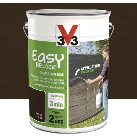 V33 – Coloration bois mat moka 5 L – Rénove et embellit tous les bois – Application rapide et simple – Pour bois dur et teck