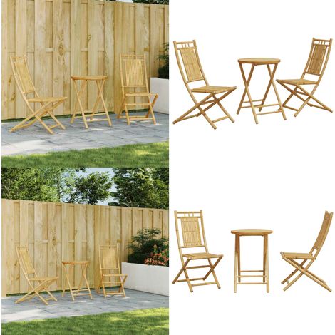 Ensemble de bistro 3 pcs bambou - Meubles De Jardin - Salon De Jardin - Ensemble De Bistro - Mobilier Extérieur - Table Pliante - Home & Living (1/5)