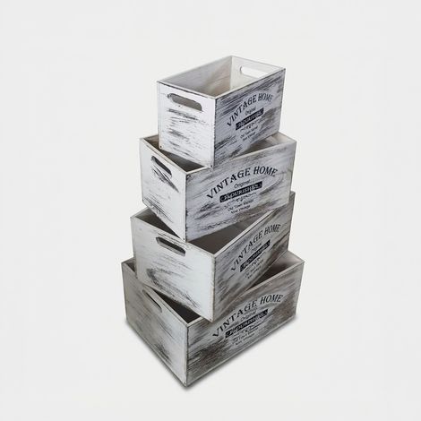 Set 4 cassette in legno shabby chic Agueda (1/3)