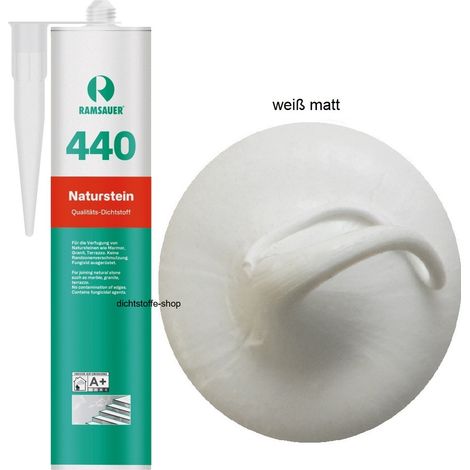 Ramsauer 440 Naturstein Silikon Fugen Dichtstoff 310ml Kartusche weiß matt