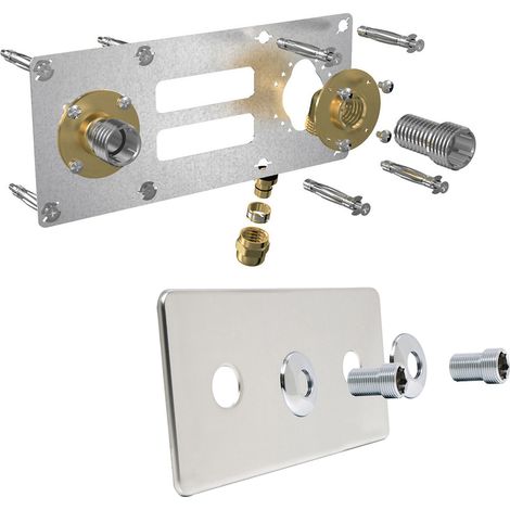 Watts – Sortie de cloison Robifix entraxe 150mm – Raccord à compression Femelle 1/2" – Plaque de finition inox – Installation rapide pour cloison BA13