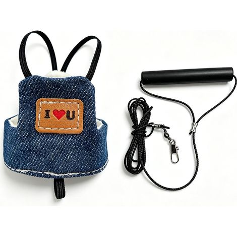 Imbracatura Conure – Denim S M L Kit cinghia volante per parrocchetto Imbracatura per uccelli regolabile con gilet di sicurezza per addestramento all'aperto per Parrot Conure Park Garden Beach (1/5)