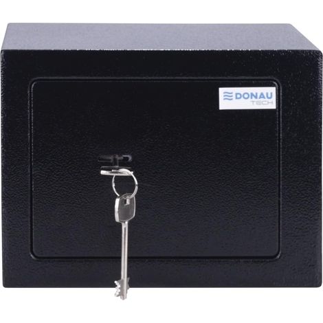 Coffre-fort 4,6 L / 23 x 17 x 17 cm / Coffre-fort manuel pour meubles / pour armoire de rangement mural avec 2 clés / Noir (1/5)