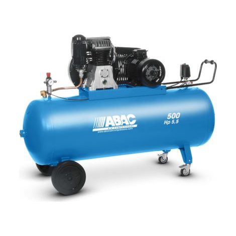 Abac - Compresseur à pistons bi-étagés 400 V Tri 500 L 41 m3/h 5.5 CV avec roues - B5900B/500 CT 5.5