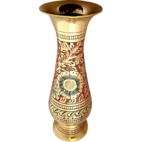 Fabriqué en Laiton – Vase de 20,3 cm de Haut – Un décor Indien Rare – Nakkashi, Charmant Objet de Collection (1/5)