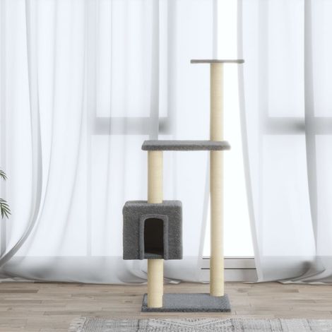 Rascador para gatos con postes de sisal gris claro 104 cm vidaXL (1/2)