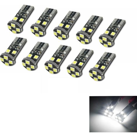 Ampoules LED pour feux de position, T10 W5W, 8 SMD, 12 V, Canbus - sans erreur (sans défaut)