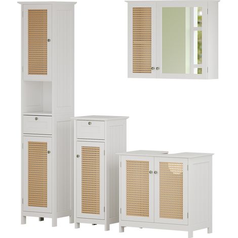 Conjunto de muebles de baño Rosario, Blanco, 4 piezas, con armario alto, Vicco (1/5)