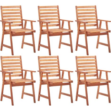 Lot de 6 Chaises de Jardin en Bois d'Acacia Massif Chaises de Salle à Manger d'Extérieur - PANGIVO (1/5)