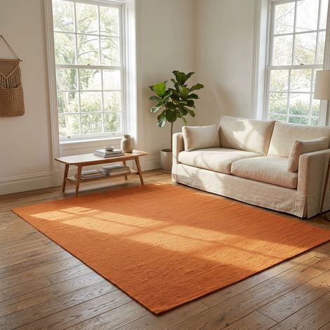 Kilim moderne Tapis Fancy - Tapis en laine - 180x120cm, Rectangular - 100% Laine vierge - Tissé main - Orange