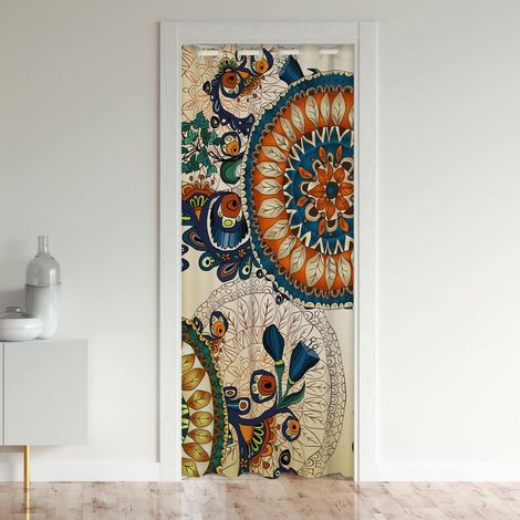 Rideau de Porte bohème Mandala pour Porte, intimité, 150 x 203 cm, Style bohème, Housse de Porte de Placard, Rideau de séparation de pièce, Motif Floral exotiq (1/5)