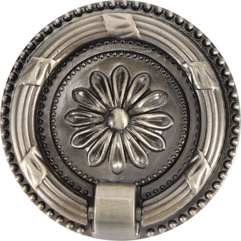 Tirador de puerta antiguo con forma de anillo, fabricado en aleación de zinc bronceado – 4 piezas – para armario, ropero o cajón. (1/5)