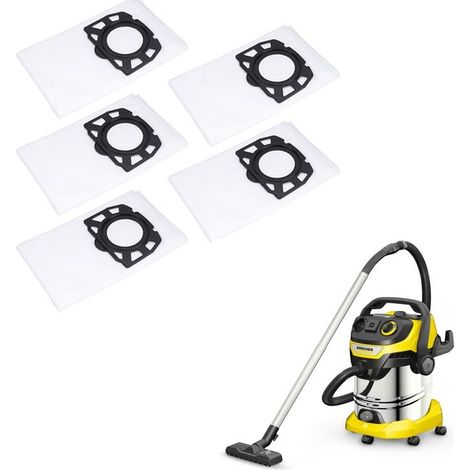 Lot de 5 sacs filtrants non tissés pour aspirateurs Karcher WD4 WD5 WD6 MV4 MV5 MV6 Résistants à l'usure Stockage sous vide pratique (1/5)