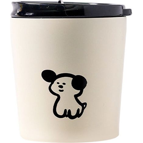 Tasse Isotherme 240ml en Acier Inoxydable Givré avec Couvercle - Motif Mignon Chiot pour Café ou Eau (1/5)