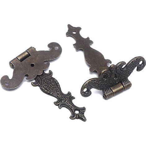 Charnières rétro alliage de zinc 90°, lot de 2, pour boîte à bijoux bois, porte armoire, quincaillerie petits projets menuiserie (1/5)