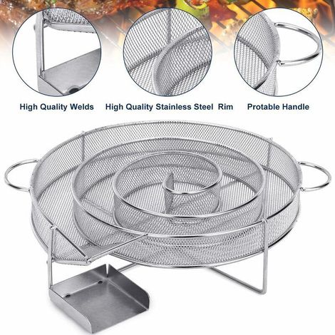 Générateur de Fumée Froide, Spirale en Acier Inoxydable Fumoir à Froid Pour Gril Bouilloire Fumeur BBQ Boîte De Fumoir De Granule Fumage Viande Poisson avec 2 Brosse Nettoyage et 4 Crochet (1/4)