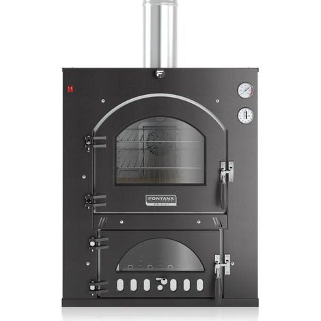 forno pizza a legna ad incasso fontana "inc qv 80x54" colore antracite 2/3 pizze (1/2)