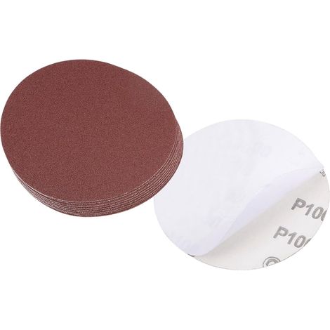 PSA-Schleifscheiben – 10 Stück – Aluminiumoxid – Haftkleber – Holz und Metall – 125 mm, Körnung 100 (1/5)