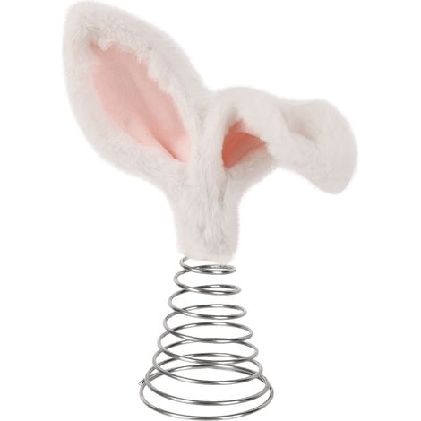 Garniture Pour Sommet D Arbre - Oreilles De Lapin - Décoration De Fête De Pâques - Support Spiralé - Pour Intérieur Et Salon - 1 Pièce (1/5)