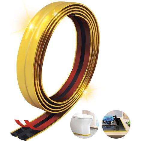 10Ft/3M Moulure murale autocollante, moulure flexible d'angle mural, bande de calfeutrage en PVC pour la salle de bain, la cuisine, l'évier et la baignoire, bord de mur (1/5)