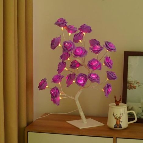 Lampe à poser LED - ECELEN - Bonsaï Fleur Rose - USB Alimenté - Décor Noël - Chambre Contemporain (1/4)