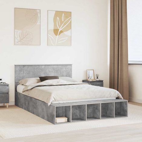 vidaXL Struttura del letto con lo scaffale Grigio cemento 140 x 190 cm