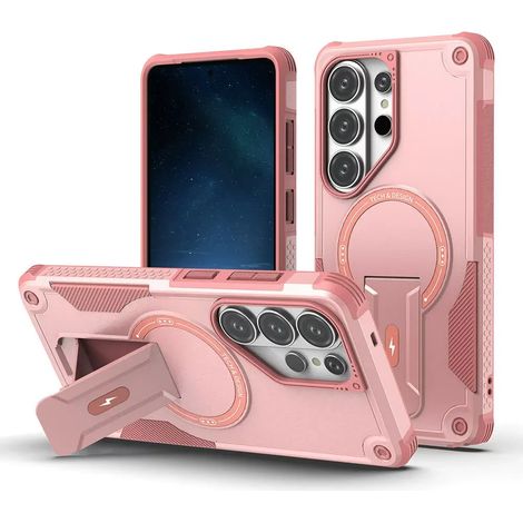 (Galaxy S24 FE Rose) Étui de protection magnétique pour Samsung avec support de chargement sans fil et conception antichoc. (1/3)