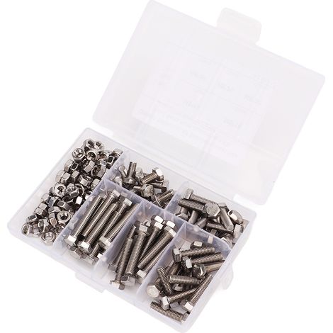 Jeu de fixations à vis M5, Kit d'assortiment de boulons et écrous hexagonaux en acier inoxydable 304 avec boîte de rangement (1/5)
