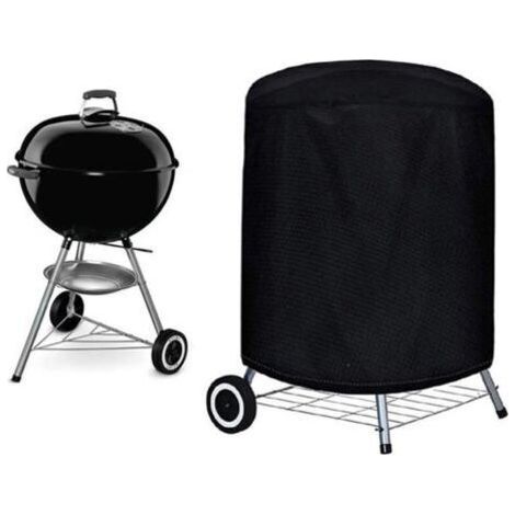 Housse Barbecue(77 x 58 cm), Rond Housse Bâche de Protection BBQ Couverture Anti-poussière Anti-UV Anti-Pluie pour Grill à Gaz Électrique Jardin Patio Weber avec Sac de Rangement(Noir) (1/5)