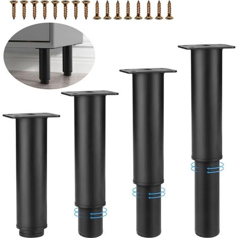 Pieds de meuble réglables en métal – Lot de 4 – Hauteur 18-30 cm – Capacité de charge 300 kg – Installation facile avec vis de fixation (1/5)