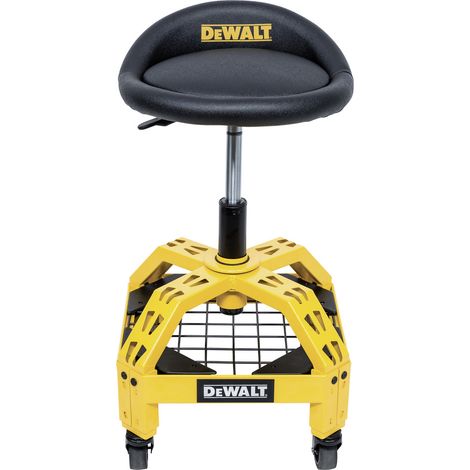 Dewalt – Tabouret d'atelier réglable en hauteur 57-68 cm – Siège rembourré rotatif 360° – Capacité 136 kg – Cadre acier robuste (1/2)