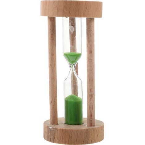 Sablier en bois de 3 minutes, sablier vert, horloge de table décorative-4.50X4.50X9.80CM-Green (1/4)