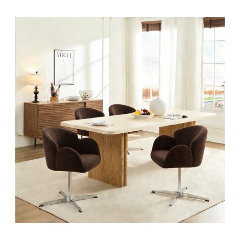 chaise salle a manger pivotante tissu marron metal OKMYHOME (1/3)