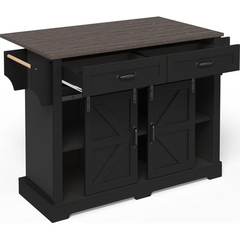 CAIziÎlot de cuisine avec plan de travail rabattable 120×45(70)×91 cm (1/5)