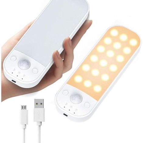 A set of two indoor LED wall lights with motion sensors, three colors and adjustable brightness levels, perfect for locker rooms, basements or stairwells (1/4)