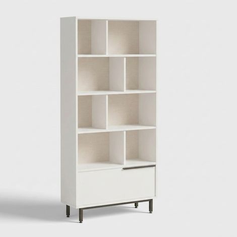 Moderne Regalwand mit Tür und Einlegeböden Palen - Weiß