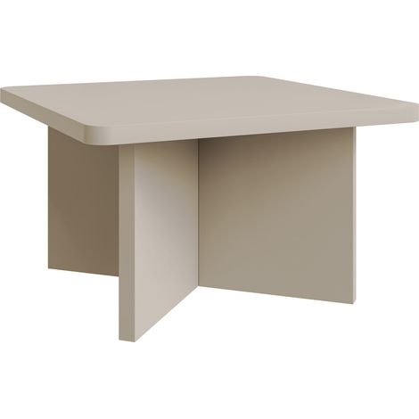 Selsey Qubeo – Mesa de centro 60 cm, cuadrada con base en cruz, gris cachemira
