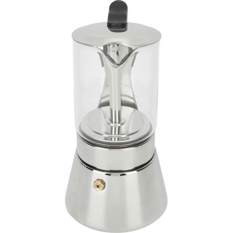 Italienische Kaffeemaschine Greca mit sichtbarem Korpus aus Edelstahl, 160 ml, ideal für Zuhause, Cafés und Büros. (1/5)