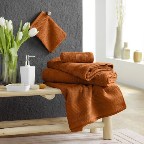 Serviette ou drap de douche 70 x 130 cm Tendresse caramel (1/4)