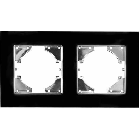 Produit encastrable - Interrupteur en verre noir, cadre horizontal, 2 éléments, design élégant et moderne, idéal pour la décoration