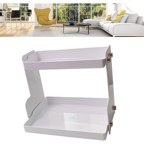 Support de bureau double couche, gain de place, organisateur de bureau multifonctionnel pour chambre d'étudiant ou bureau, blanc (1/5)