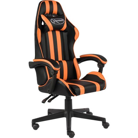 Fauteuil gamer Chaise gaming Fauteuil de jeux vidéo Noir et orange Similicuir 65938 (1/5)