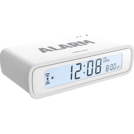 Radio-réveil radio-réveil numérique horloge de table rabattable sans tic-tac horloge numérique avec veilleuse LCD snooze (blanc) (1/5)