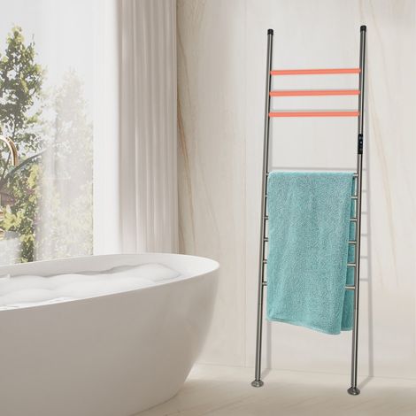 Sèche-serviettes électrique sur pied de 150 W, avec minuterie 1 à 24 heures, 45-70 °C. Sèche-serviettes de salle de bain de type radiateur, sèche-serviettes vertical (gris) (1/5)