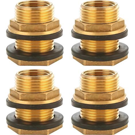 Ensemble de 4 connecteurs en laiton, diamètre intérieur 1/2 pouce, diamètre extérieur 3/4 pouce, avec joint en caoutchouc. (1/5)