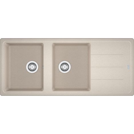 Franke – Évier de cuisine 2 bacs – Fragranite café crème – Égouttoir réversible – Dimensions 116 x 50 cm – Vidage manuel inclus