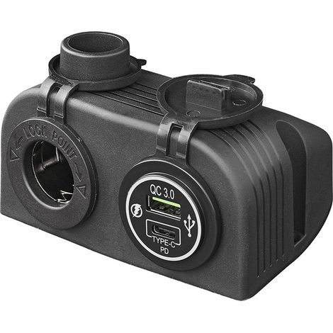 Kit de montage en surface : prise 12 V + chargeur USB rapide AquaForge de type A et C à 2 voies (3 A) (1/5)